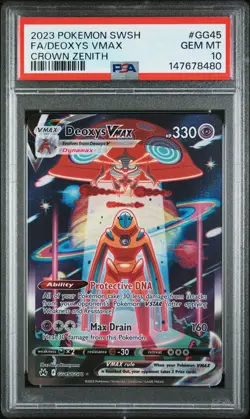 2023 POKEMON SWORD & SHIELD CROWN ZENITH #GG45 FULL ART/DEOXYS VMAX PSA 10 - Image 1