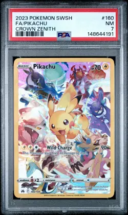 2023 POKEMON SWORD & SHIELD CROWN ZENITH #160 FULL ART/PIKACHU PSA 7 - Image 1