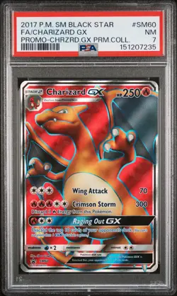 2017 POKEMON SM GX PREMIUM COLLECTION #SM60 FULL ART/CHARIZARD GX PSA 7 - Image 1