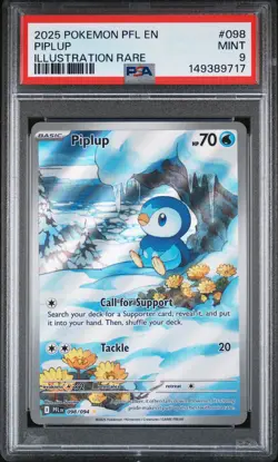2025 POKEMON PFL EN-PHANTASMAL FLAMES ILLUSTRATION RARE #098 PIPLUP PSA 9 - Image 1