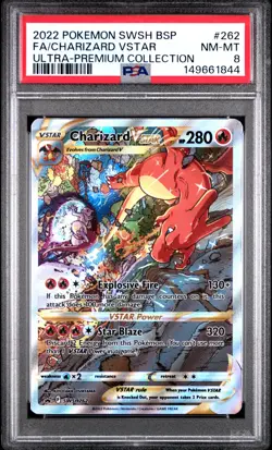 2022 POKEMON SWSH BLACK STAR PROMO #262 FULL ART/CHARIZARD VSTAR PSA 8 - Image 1