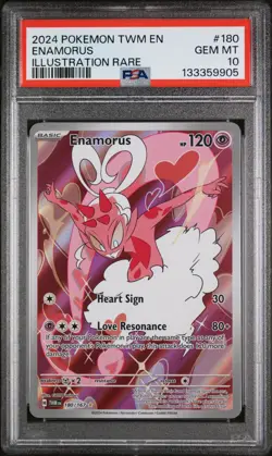 2024 POKEMON TWM EN-TWILIGHT MASQUERADE ILLUSTRATION RARE #180 ENAMORUS PSA 10 - Image 1