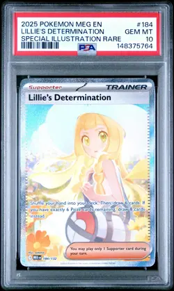 2025 POKEMON MEG EN-MEGA EVOLUTION #184 LILLIE'S DETERMINATION PSA 10 - Image 1
