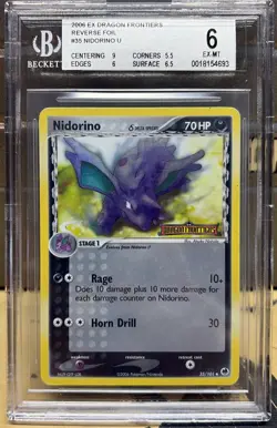 Pokemon Nidorino Bgs 6 Reverse Holo Foil Stamped Ex Dragon Frontiers 35/101 Nice - Image 1