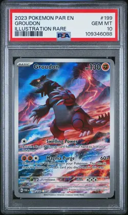 2023 POKEMON PAR EN-PARADOX RIFT ILLUSTRATION RARE #199 GROUDON PSA 10 - Image 1