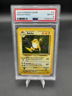 1999 Pokemon Raichu Holo #14 PSA 8 14/102 - Image 1