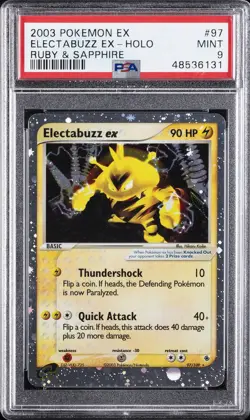 2003 POKEMON EX RUBY & SAPPHIRE #97 ELECTABUZZ EX-HOLO PSA 9 - Image 1