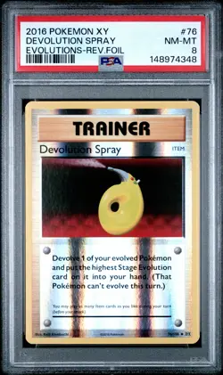 2016 POKEMON XY EVOLUTIONS #76 DEVOLUTION SPRAY-REVERSE FOIL PSA 8 - Image 1