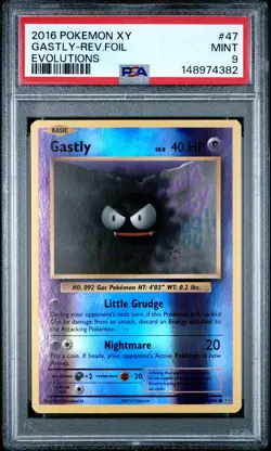 2016 POKEMON XY EVOLUTIONS #47 GASTLY-REVERSE FOIL PSA 9 - Image 1