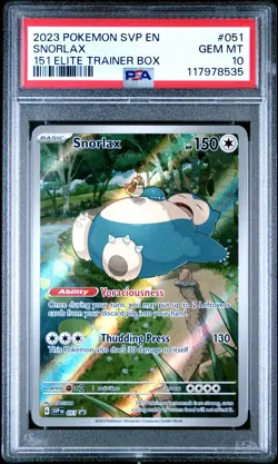2023 POKEMON SVP EN-SV BLACK STAR PROMO 151 ELITE TRAINER BOX SNORLAX PSA 10 - Image 1