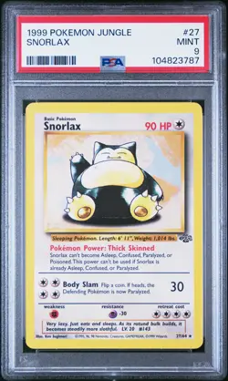 1999 Pokemon Jungle #27 Snorlax PSA 9 - Image 1