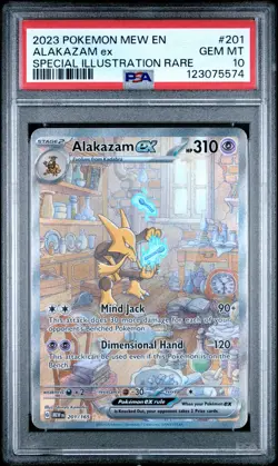 2023 POKEMON MEW EN-151 SPECIAL ILLUSTRATION RARE #201 ALAKAZAM EX PSA 10 - Image 1