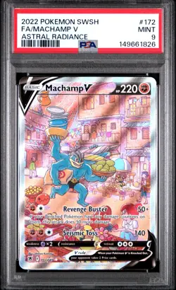2022 POKEMON SWORD & SHIELD ASTRAL RADIANCE #172 FULL ART/MACHAMP V PSA 9 - Image 1