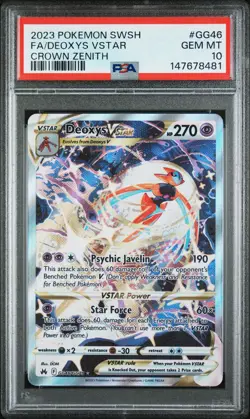 2023 POKEMON SWORD & SHIELD CROWN ZENITH #GG46 FULL ART/DEOXYS VSTAR PSA 10 - Image 1