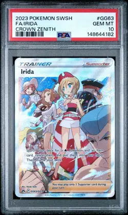 2023 POKEMON SWORD & SHIELD CROWN ZENITH #GG63 FULL ART/IRIDA PSA 10 - Image 1