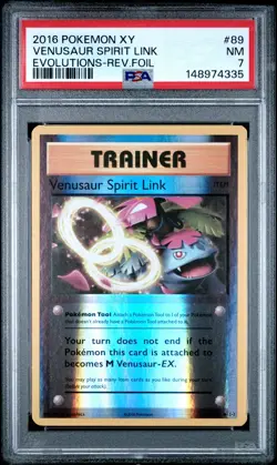 2016 POKEMON XY EVOLUTIONS #89 VENUSAUR SPIRIT LINK-REVERSE FOIL PSA 7 - Image 1
