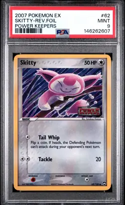 2007 POKEMON EX POWER KEEPERS #62 SKITTY-REVERSE FOIL PSA 9 - Image 1