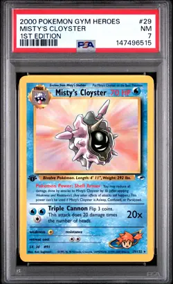 2000 POKEMON GYM HEROES 1ST EDITION #29 MISTY'S CLOYSTER PSA 7 - Image 1