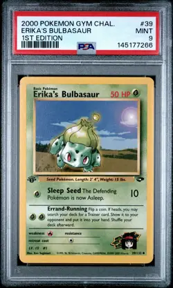 2000 POKEMON GYM CHALLENGE 1ST EDITION #39 ERIKA'S BULBASAUR PSA 9 - Image 1