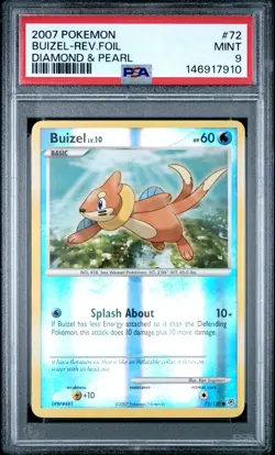 2007 POKEMON DIAMOND & PEARL #72 BUIZEL-REVERSE FOIL PSA 9 - Image 1