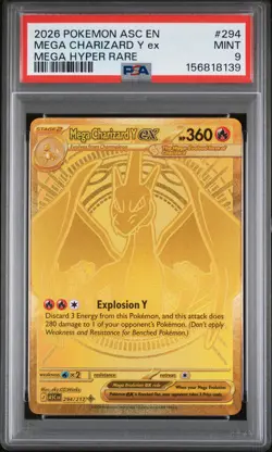 2026 POKEMON ASC EN-ASCENDED HEROES MEGA HYPER RARE MEGA CHARIZARD Y EX PSA 9 - Image 1