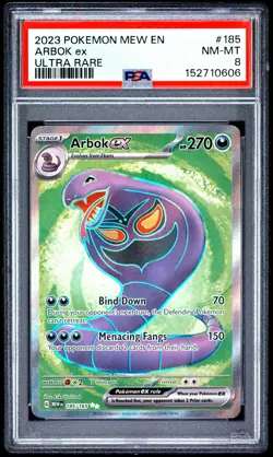 2023 POKEMON MEW EN-151 ULTRA RARE #185 ARBOK EX PSA 8 - Image 1