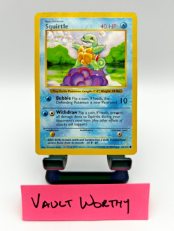 💧 1999 POKEMON BASE SET SHADOWLESS #63 SQUIRTLE COMMON WOTC CARD 💧 - Image 1