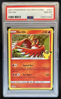 2021 Pokemon SWSH Celebrations Ho-Oh #001/025 PSA 8 - Image 1