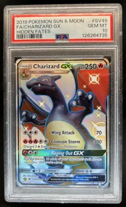 2019 Pokemon SM Hidden Fates Charizard GX #SV49/SV94 PSA 10 GEM MINT - Image 1