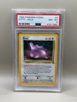 1999 POKEMON FOSSIL DITTO HOLO PSA8 - Image 1