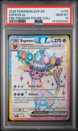 2025 POKEMON PRISMATIC EVOLUTIONS PREMIUM FIGURE COLLECTION ESPEON EX PSA 10 - Image 1