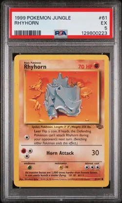 1999 POKEMON JUNGLE #61 RHYHORN PSA 5 - Image 1