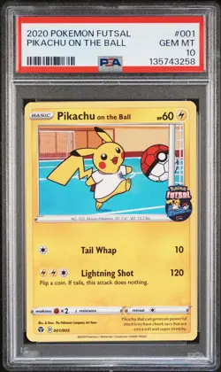 2020 POKEMON FUTSAL #001 PIKACHU ON THE BALL PSA 10 - Image 1