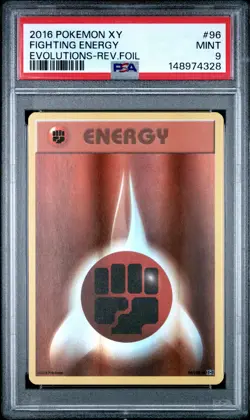 2016 POKEMON XY EVOLUTIONS #96 FIGHTING ENERGY-REVERSE FOIL PSA 9 - Image 1