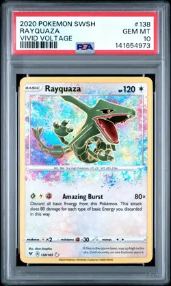 2020 POKEMON SWORD & SHIELD VIVID VOLTAGE #138 RAYQUAZA PSA 10 - Image 1