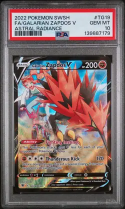2022 POKEMON SWORD & SHIELD ASTRAL RADIANCE FULL ART/GALARIAN ZAPDOS V PSA 10 - Image 1