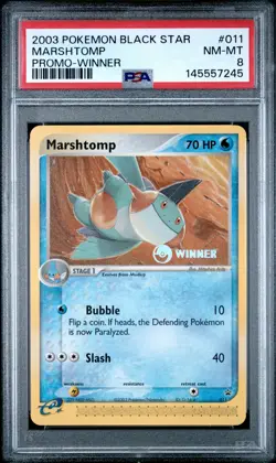 2003 POKEMON BLACK STAR PROMO WINNER #011 MARSHTOMP PSA 8 - Image 1