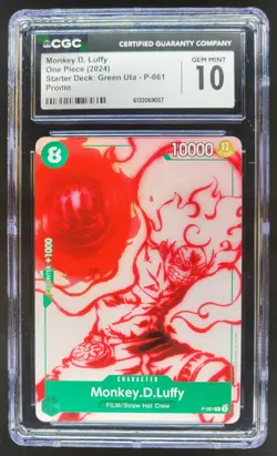 2024 ONE PIECE MONKEY D. LUFFY PROMO GREEN UTA P-061 CGC 10 RC7 - Image 1