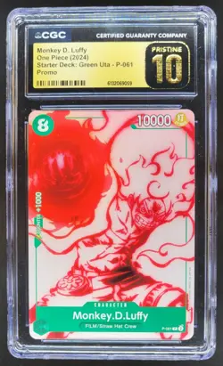 2024 ONE PIECE MONEY D. LUFFY PROMO GREEN UTA P-061 CGC 10 PRISTINE RC7 - Image 1