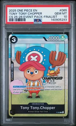2025 ONE PIECE CHAMPIONSHIP 2025-26 EVENT PACK FINALIST TONY TONY CHOPPER PSA 10 - Image 1