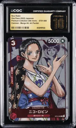 2022 ONE PIECE JPN 25TH ANV MANGA ALT ART #ST01-008 NICO ROBIN CGC 10 PRISTINE - Image 1