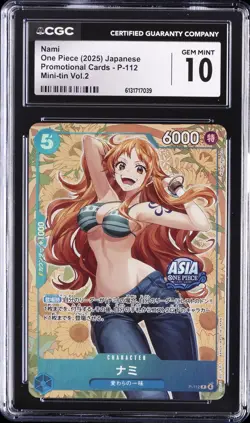 2025 ONE PIECE JAPANESE PROMO CARDS MINI-TIN VOL.2 #P-112 NAMI CGC 10 GEM MINT - Image 1