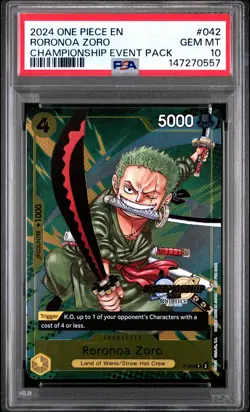 2024 ONE PIECE CHAMPIONSHIP 2024 EVENT PACK #042 RORONOA ZORO PSA 10 - Image 1