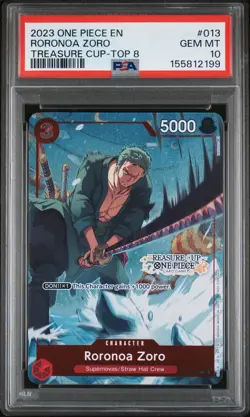 2023 ONE PIECE PROMOS TREASURE CUP 2023-TOP 8 #013 RORONOA ZORO PSA 10 - Image 1