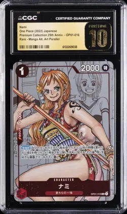 2022 ONE PIECE JPN PREM COLL 25TH ANV MANGA ALT A #OP01-016 NAMI CGC 10 PRISTINE - Image 1