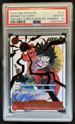 2025 One Piece 3rd Ann Tournament Monkey D. Luffy Promos Winner #ST01-012 PSA 10 - Image 1