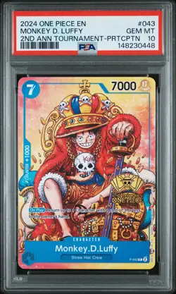 2024 ONE PIECE PROMO ANNIVERSARY TOURNAMENT #043 MONKEY D. LUFFY PSA 10 - Image 1