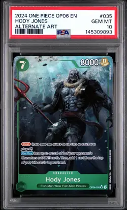 2024 ONE PIECE OP06-WINGS OF THE CAPTAIN ALTERNATE ART #035 HODY JONES PSA 10 - Image 1
