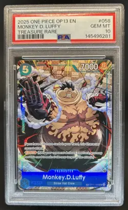 2025 One Piece Monkey D. Luffy Treasure Rare #OP11-058 PSA 10 GEM MINT - Image 1