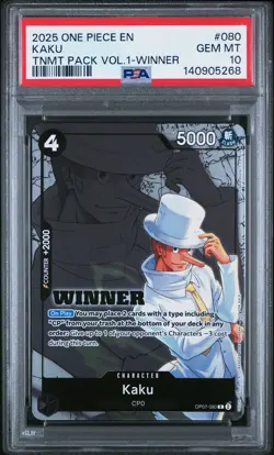 2025 ONE PIECE TOURNAMENT PACK VOL.1 WINNER #080 KAKU PSA 10 - Image 1